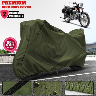 xodi Waterproof Two Wheeler Cover for Royal Enfield(Bullet 350 New BS6, Green, Black)