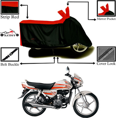 KEDIT Two Wheeler Cover for Hero(CD deluxe, Red, Black)