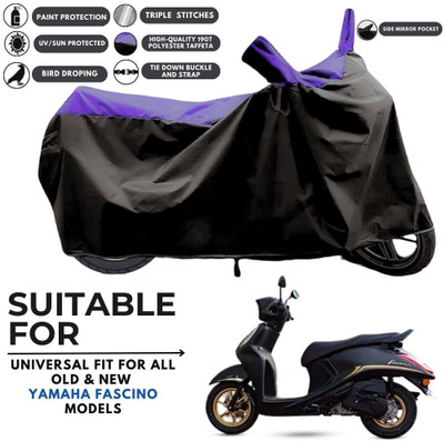 MADAFIYA Two Wheeler Cover for Yamaha(Fascino 125, Black, Purple)