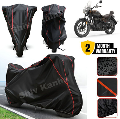 Shiv Kanha Waterproof Two Wheeler Cover for Royal Enfield(Meteor BS6, Black, Red)