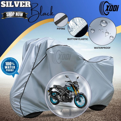 xodi Waterproof Two Wheeler Cover for Yamaha(MT 15 New BS6, Silver, Black)