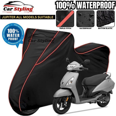 Car Styling Waterproof Two Wheeler Cover for TVS(Jupiter, Black, Red)