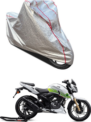 AutoGalaxy Waterproof Two Wheeler Cover for TVS(Apache RTR 200 Fi E100, Silver)