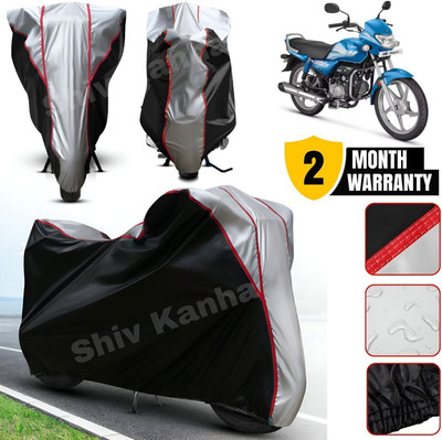 Shiv Kanha Waterproof Two Wheeler Cover for Hero(HF Deluxe BS6, Black, Silver)