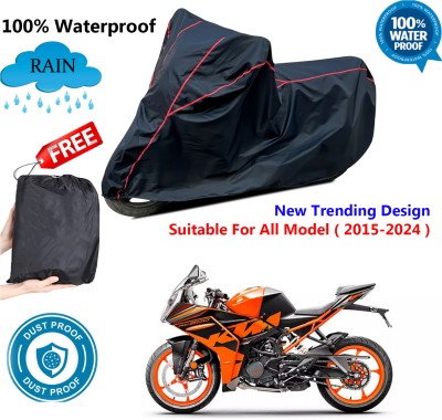 AUTOCAD Waterproof Two Wheeler Cover for KTM(RC 200 BS6, Black, Red)