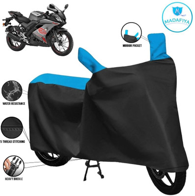 MADAFIYA Waterproof Two Wheeler Cover for Yamaha(R15 V3, Black, Blue)