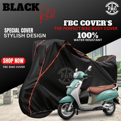 FBC Waterproof Two Wheeler Cover for Suzuki(Access 125, Black, Red)