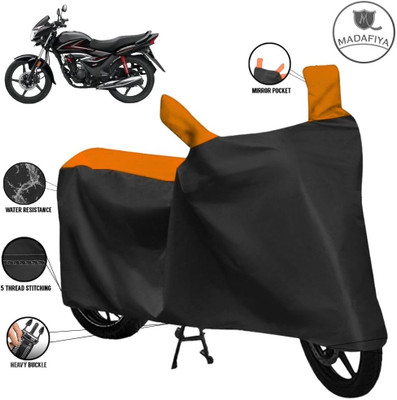 ZAQE Waterproof Two Wheeler Cover for Honda(CB Shine, Black, Orange)