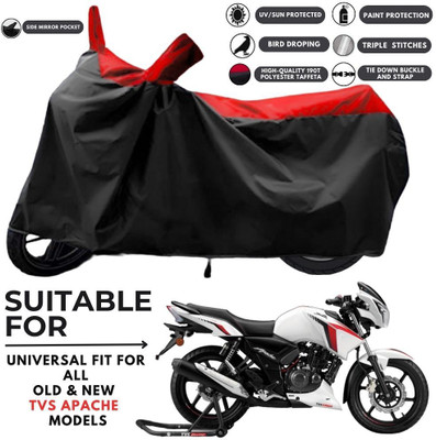 ZAQE Two Wheeler Cover for TVS(Apache RTR 160, Black, Red)