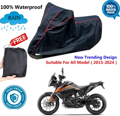 AUTOCAD Waterproof Two Wheeler Cover for KTM(390 Adventure BS6, Black, Red)