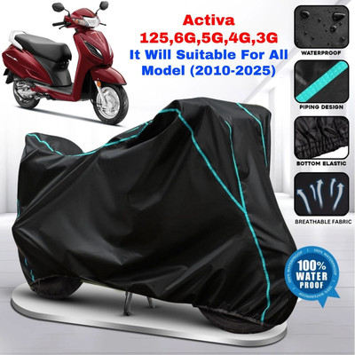 FBC Waterproof Two Wheeler Cover for Honda(Activa 5G, Black, Blue)
