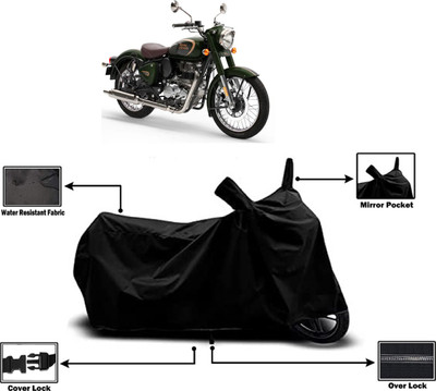 Amexride Two Wheeler Cover for Royal Enfield(Classic 350, Black)