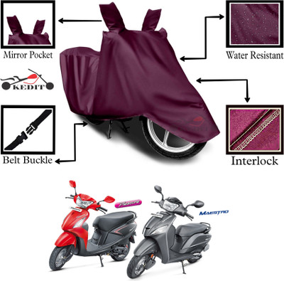 KEDIT Two Wheeler Cover for Hero(Pleasure Plus, Maroon)