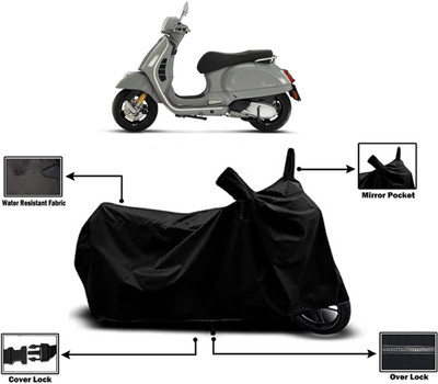 Amexride Two Wheeler Cover for Vespa(GTS 300 BS6, Black)