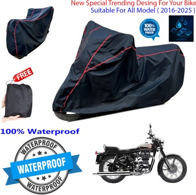 OliverX Waterproof Two Wheeler Cover for Royal Enfield(Bullet 350, Black)