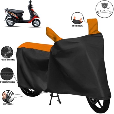 MADAFIYA Waterproof Two Wheeler Cover for TVS(Scooty Streak, Black, Orange)