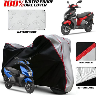 OliverX Waterproof Two Wheeler Cover for TVS(Ntorq 125, Black, Silver)