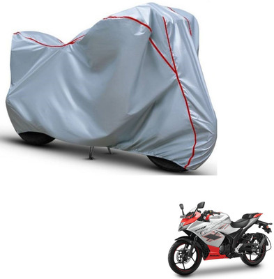 Love Me Two Wheeler Cover for Suzuki(Gixxer SF, Silver, Red)