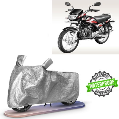 ROYAL AUTO MART Waterproof Two Wheeler Cover for Hero, Universal For Bike(HF Deluxe, Silver)