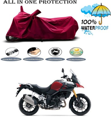 Genipap Waterproof Two Wheeler Cover for Suzuki(V Strom 1000, Maroon)