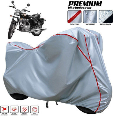 AutoGalaxy Waterproof Two Wheeler Cover for Royal Enfield(Bullet 350 New BS6, Silver, Red, Multicolor)