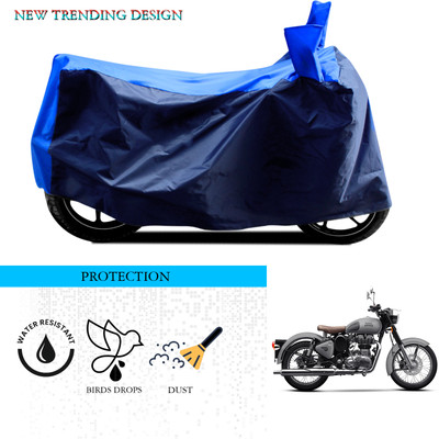 ANTHUB Waterproof Two Wheeler Cover for Royal Enfield(Classic 500, Black, Blue)