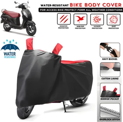 smwzxyu Waterproof Two Wheeler Cover for Suzuki(Access, Red, Black)