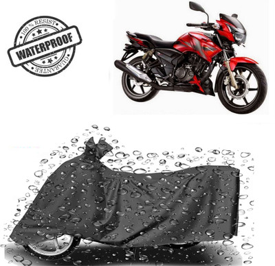 ROYAL AUTO MART Waterproof Two Wheeler Cover for TVS(Apache RTR 160, Grey)