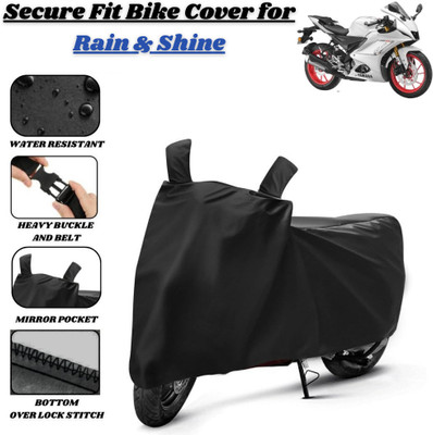 Delphinium Waterproof Two Wheeler Cover for Yamaha(R15 V3, Black)