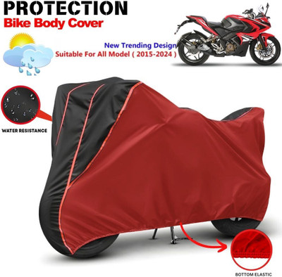 CABRY Waterproof Two Wheeler Cover for Bajaj(Pulsar RS 200, Red, Black)