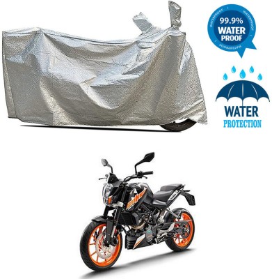 AutoTiger Waterproof Two Wheeler Cover for KTM(200 Duke, Silver)