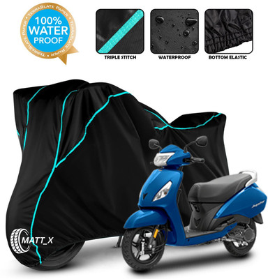 MATT_X Waterproof Two Wheeler Cover for TVS(Jupiter, Black, Blue)