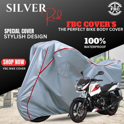 FBC Waterproof Two Wheeler Cover for Bajaj(Pulsar 150, Silver, Red)