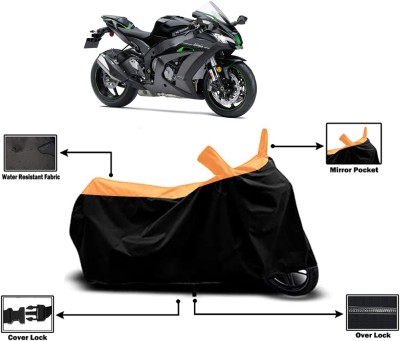 Amexride Two Wheeler Cover for Kawasaki(Ninja ZX-10R SE BS6, Orange)