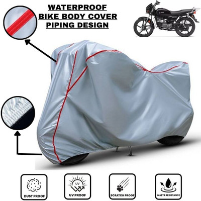 LE PRA Waterproof Two Wheeler Cover for Hero(Splendor I Smart, Silver, Red)