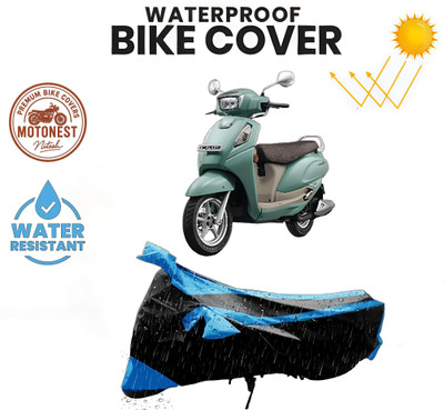 MOTONEST Waterproof Two Wheeler Cover for Suzuki(Access 125, Blue, Black)