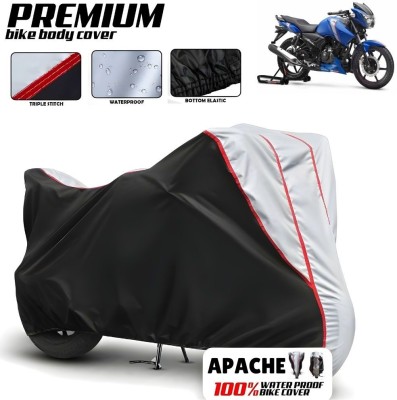 Mwiss Waterproof Two Wheeler Cover for TVS(Apache RTR 180, Black, Silver)