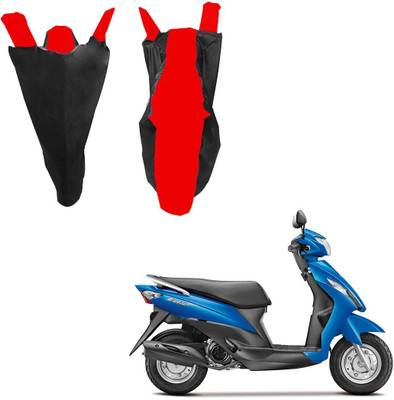 RiderShine Waterproof Two Wheeler Cover for Suzuki(Let's, Black, Red)