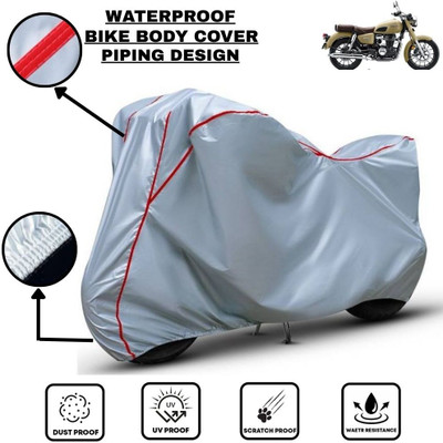 LE PRA Waterproof Two Wheeler Cover for Honda(Hness CB350, Silver, Red)