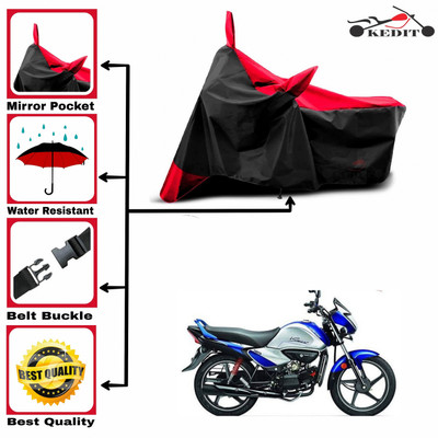 KEDIT Two Wheeler Cover for Hero(Splendor I Smart, Red, Black)