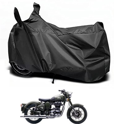 Auto Hub Waterproof Two Wheeler Cover for Royal Enfield(Battle Green, Black)