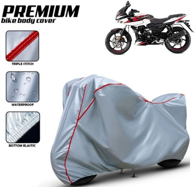Shiv Kanha Waterproof Two Wheeler Cover for Bajaj(Pulsar, Silver, Red)