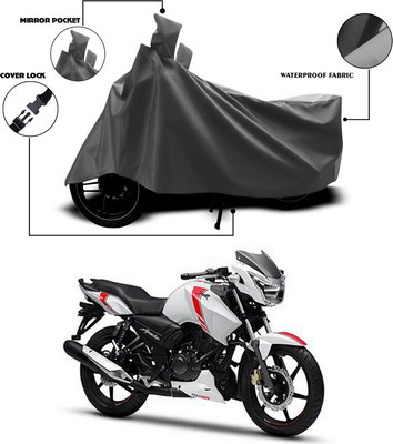 SEBONGO Waterproof Two Wheeler Cover for TVS(Apache RTR 160, Grey)