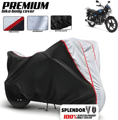 Mwiss Waterproof Two Wheeler Cover for Hero(Splendor Pro Classic, Black, Silver)