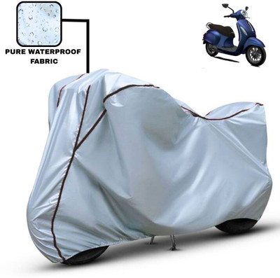 Delphinium Waterproof Two Wheeler Cover for Bajaj(Chetak, Silver, Black)