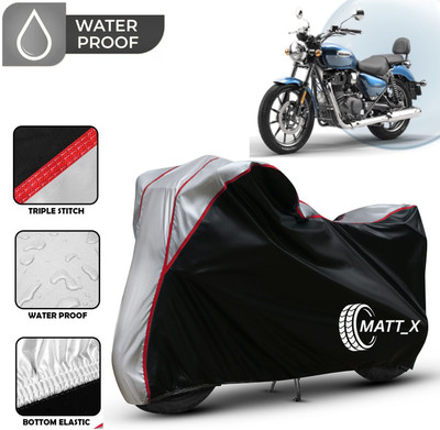 MATT_X Waterproof Two Wheeler Cover for Royal Enfield(Meteor, Black, Silver)