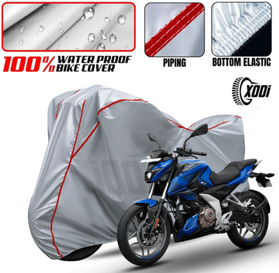 xodi Waterproof Two Wheeler Cover for Bajaj(Pulsar N160, Silver, Red, Multicolor)