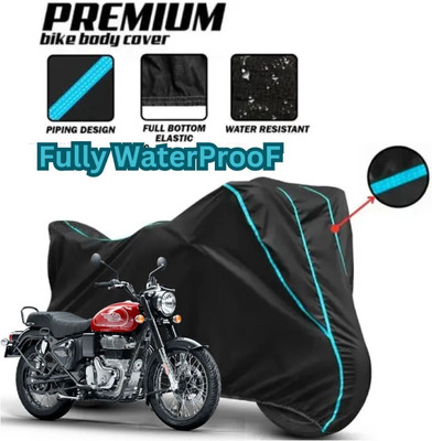 Shiv Kanha Waterproof Two Wheeler Cover for Royal Enfield(Bullet 350 New, Black)