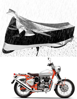 Mdstar Waterproof Two Wheeler Cover for Royal Enfield(Bullet Trials 350, Silver, Black)
