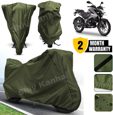 Shiv Kanha Waterproof Two Wheeler Cover for Bajaj(Pulsar 125, Green, Black)